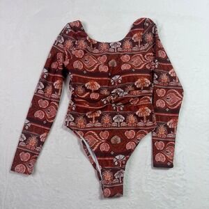 PHAX Bohemian Print Twist Front Long Sleeve One Piece Swimsuit Size M
